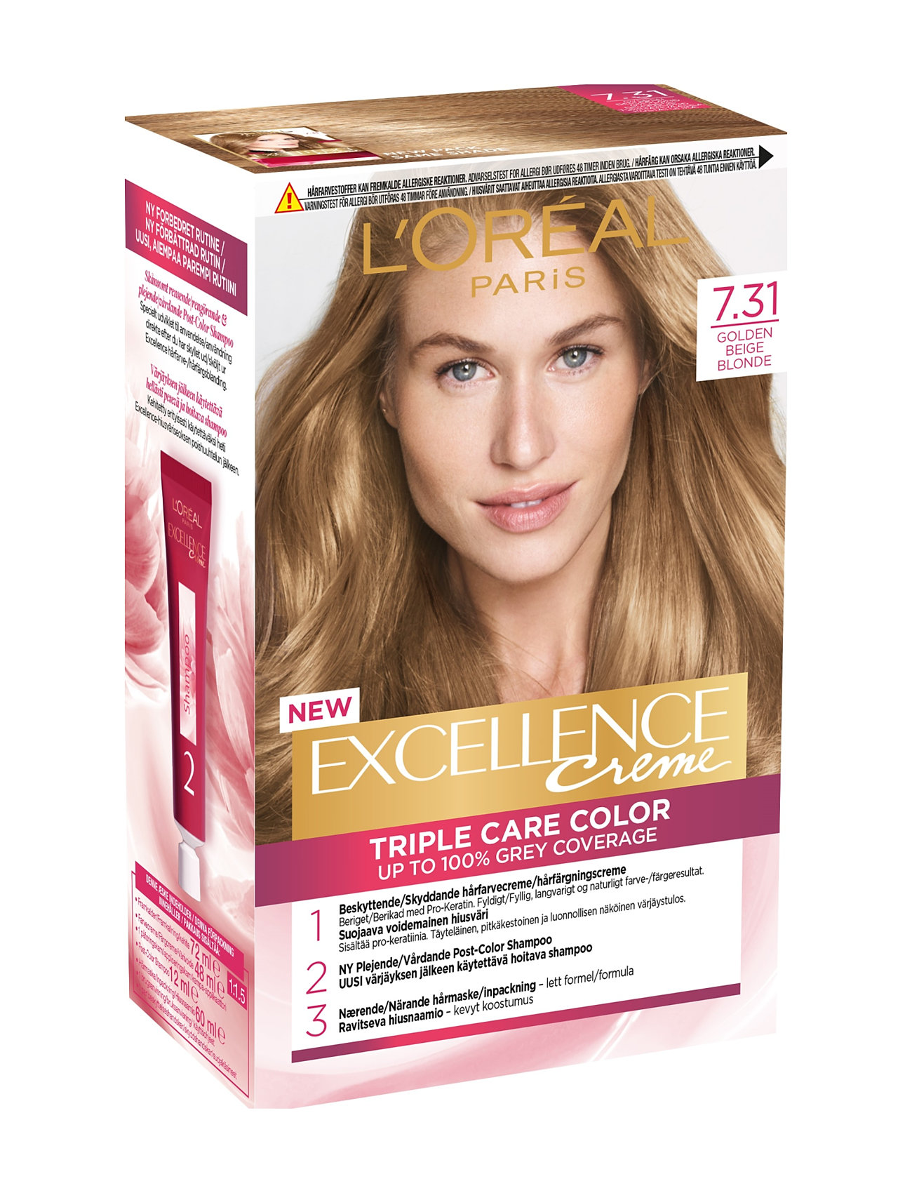 L'oréal Paris Excellence Color Cream Kit 7.31 Golden Beige Blonde Beauty Women Hair Care Color Treatments Nude L'Oréal Paris