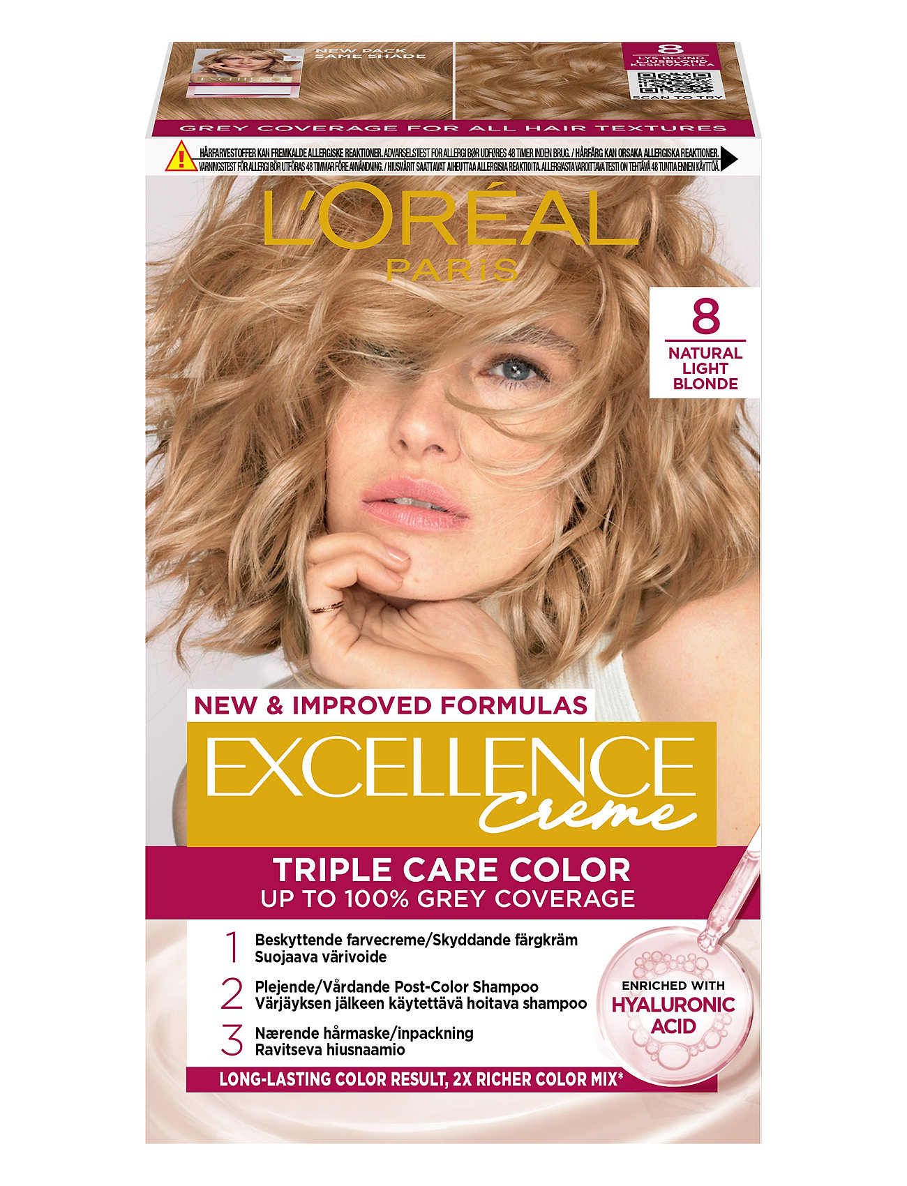 L'oréal Paris Excellence Color Cream Kit 8 Natural Light Blonde Beauty Women Hair Care Color Treatments Nude L'Oréal Paris