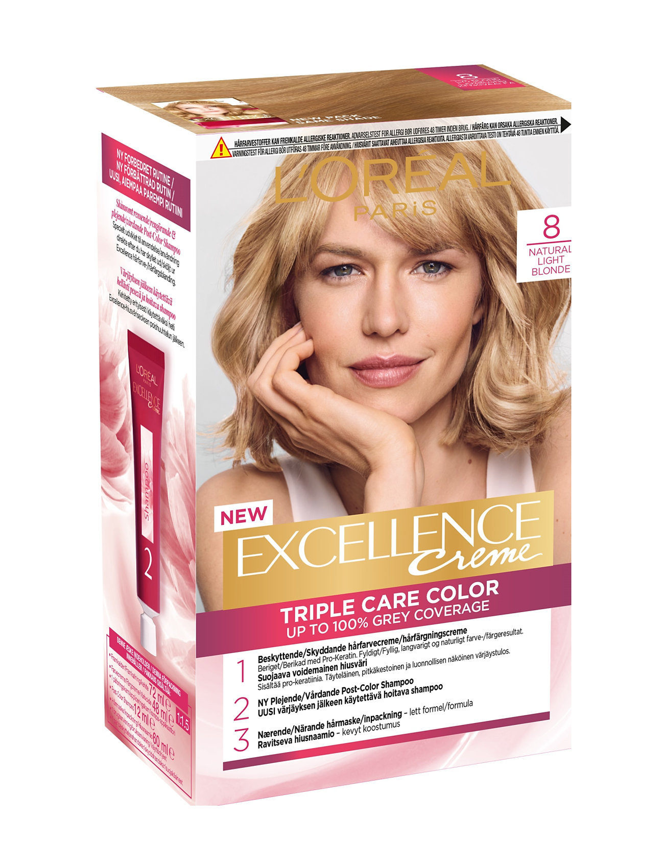 "L'Oréal Paris" "L'oréal Paris Excellence Color Cream Kit 8 Natural Light Blonde Beauty Women Hair Care Treatments Nude L'Oréal