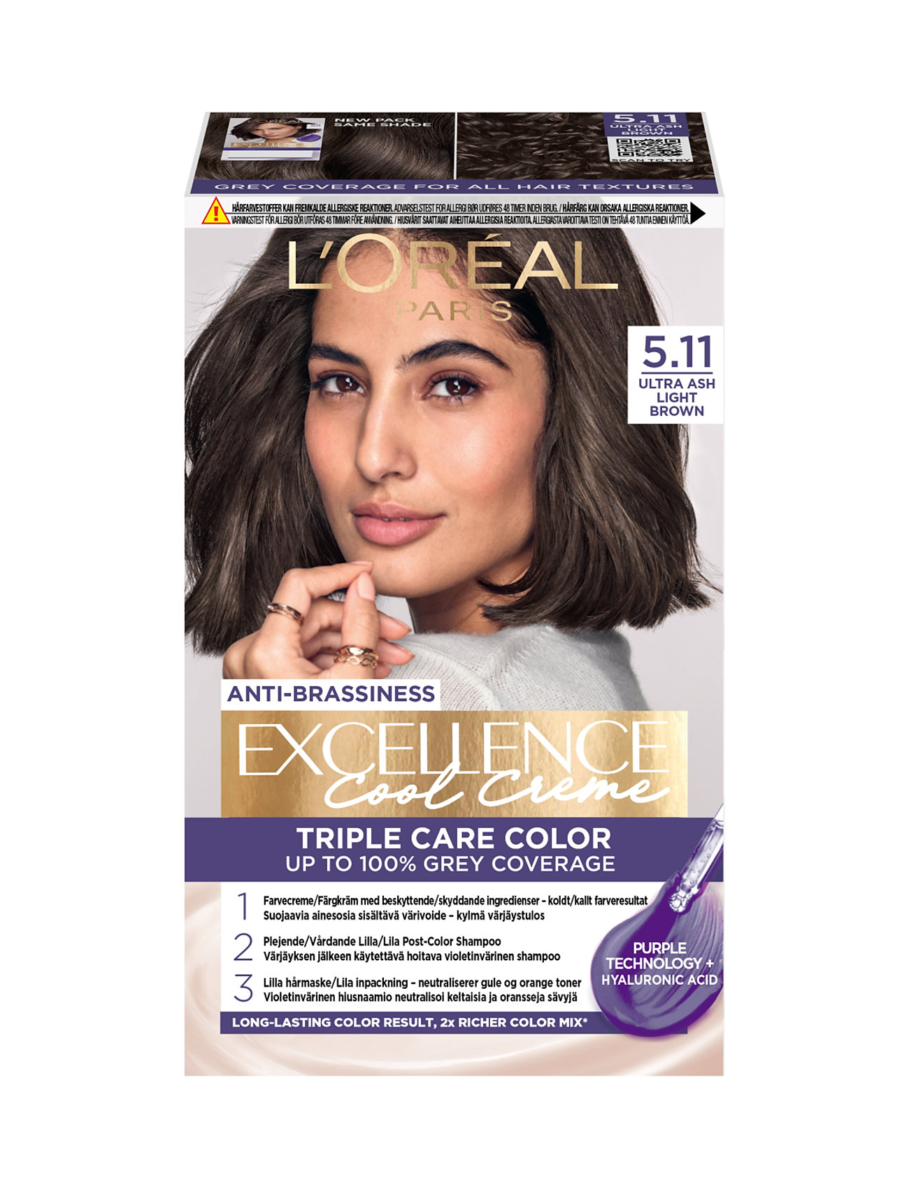"L'Oréal Paris" "L'oréal Paris Excellence Cool Cremé 5,11 Ultra Ash Light Brown Beauty Women Hair Care Color Treatments Nude L'Oréal