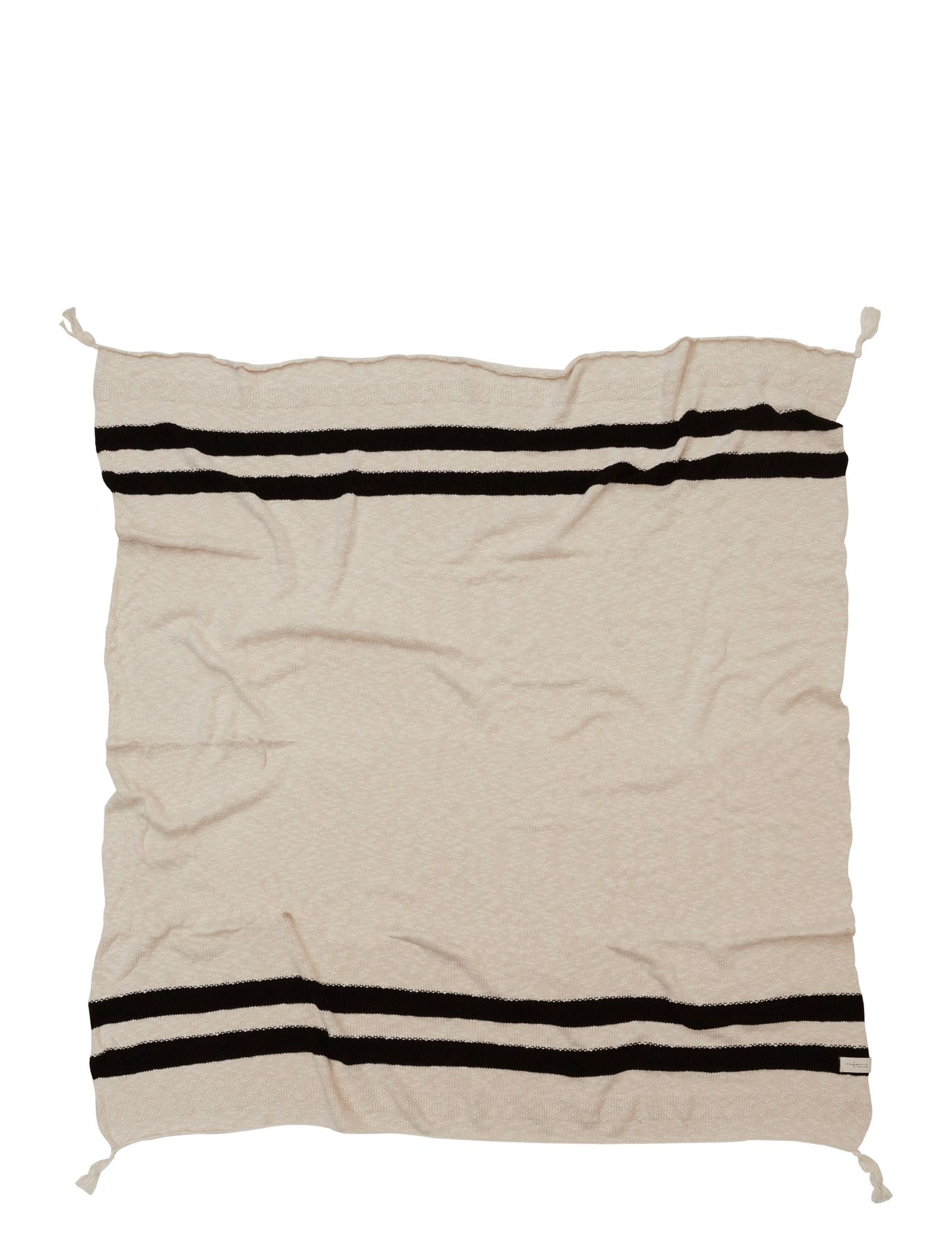 Knitted Blanket Stripes Natural-Black Beige Lorena Canals