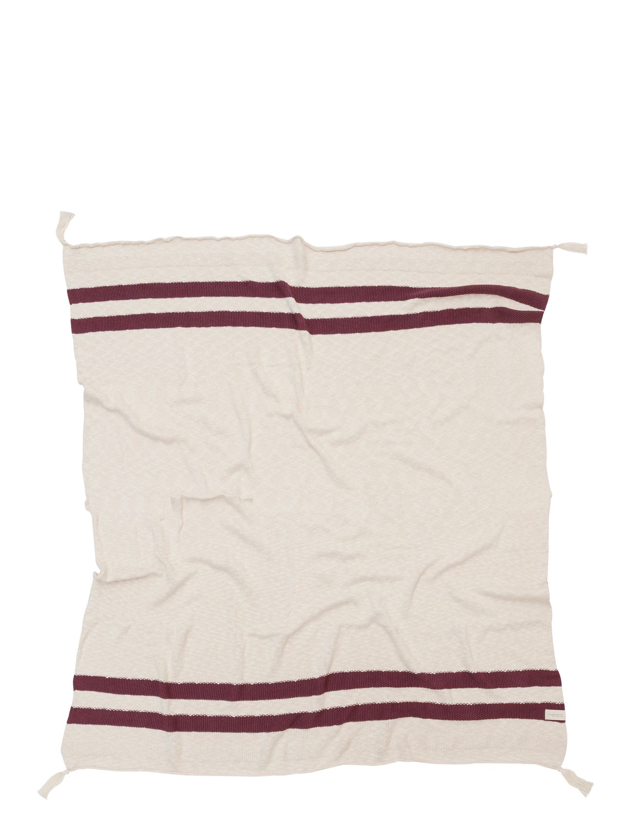 Knitted Blanket Stripes Natural-Burgundy Beige Lorena Canals
