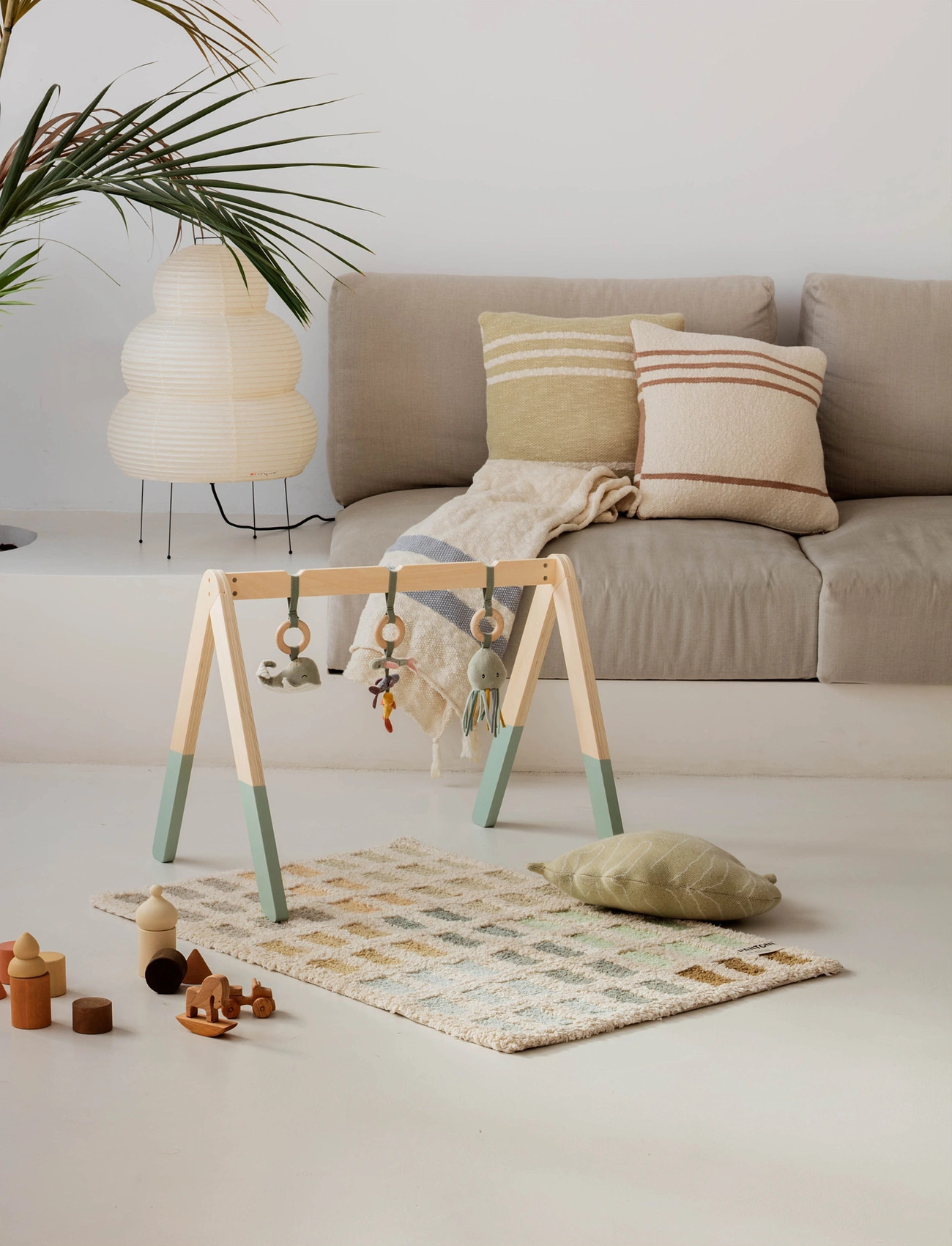 Lorena Canals Knitted Cushion Baby Leaf Olive, 28X 42 cm, Green, Puder & Tæpper > Puder, Unisex