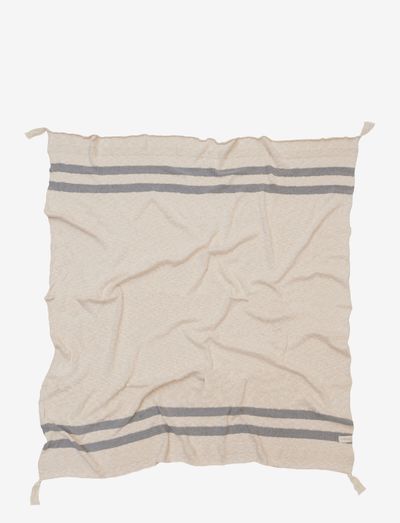 Knitted blanket  Stripes Natural-Grey - blankets - beige
