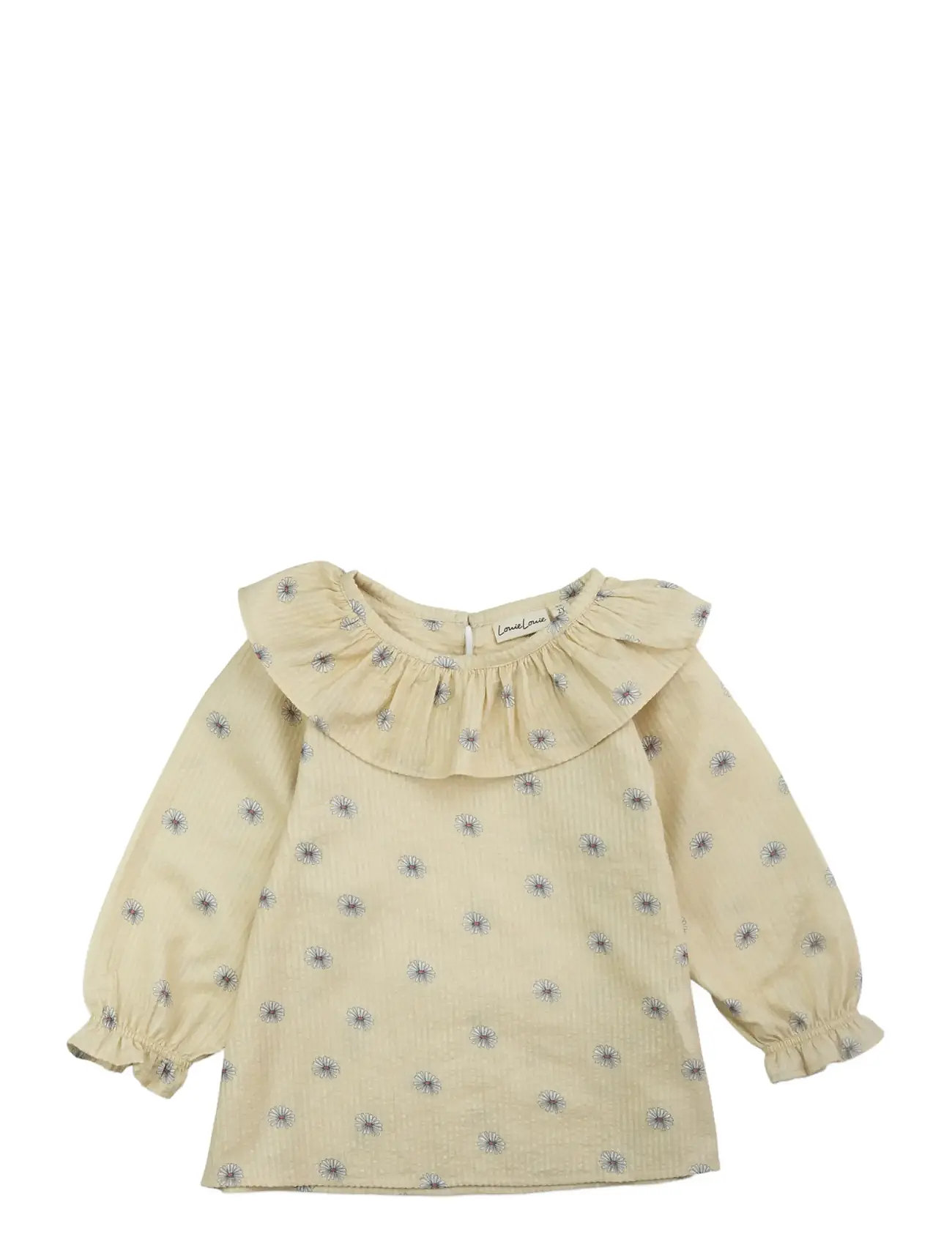 LouieLouie Elinor Ruffle Blouse - Seersucker, 98, Cream, Overdele > Bluser & Tunikaer, Børn