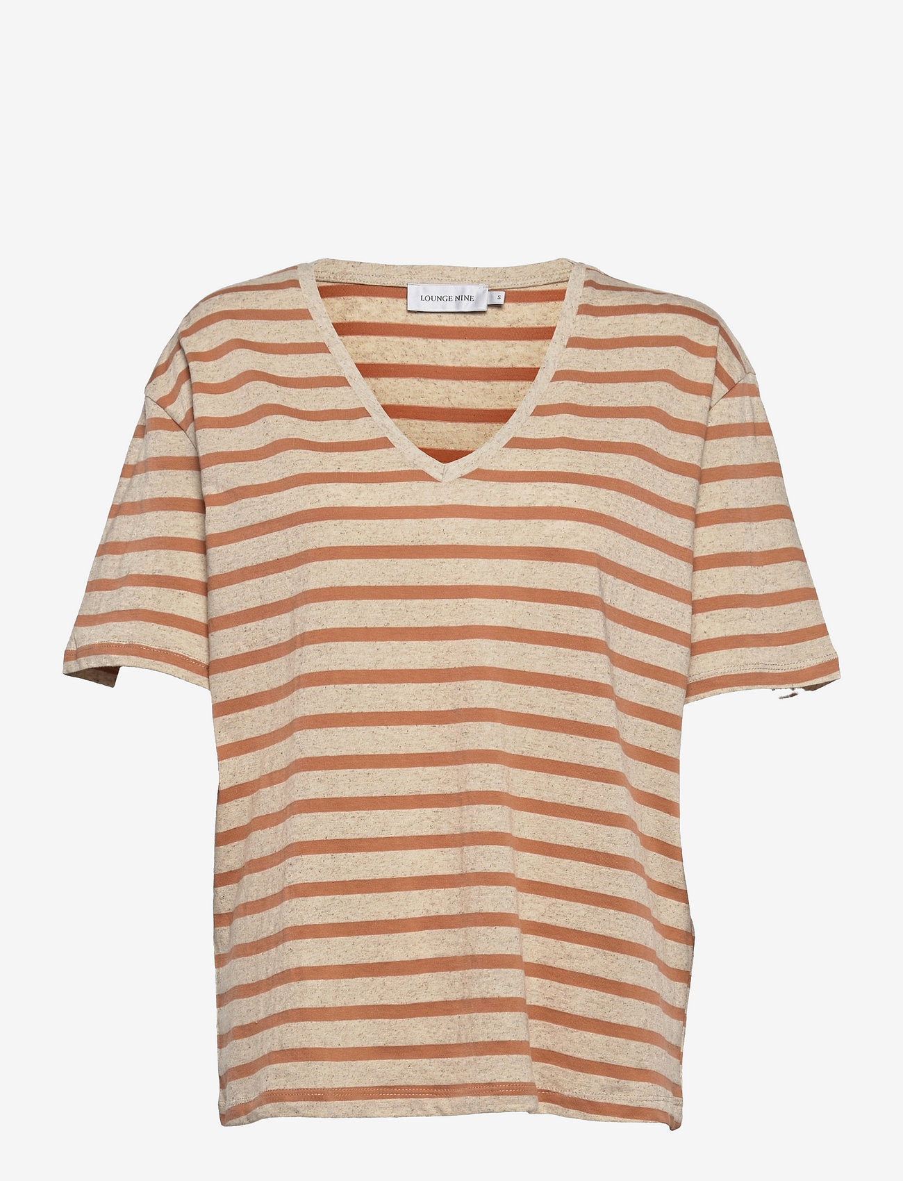 Lounge Nine - LNKya T-shirt - t-shirt & tops - pecan oat stripe - 0