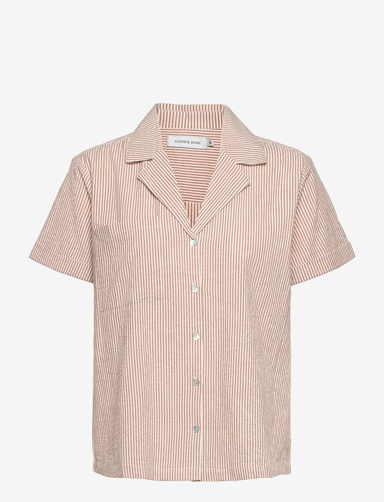 Lounge Nine - LNFlye SS Shirt - short-sleeved shirts - pecan brown stripe - 0