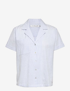 LNFlye SS Shirt - kortærmede skjorter - blue heron small stripe