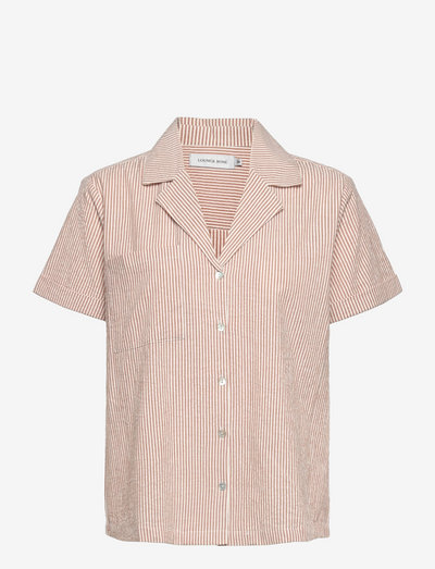 LNFlye SS Shirt - short-sleeved shirts - pecan brown stripe