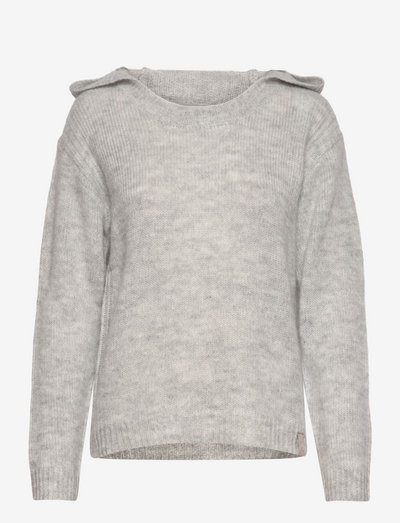 LNBaya Hooded Knit Pullover - jumpers - light grey melange