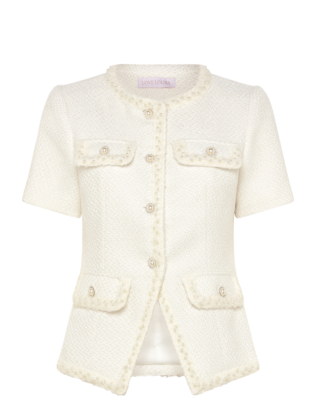 Love Lolina Abbot Top, L, White, Bluser > Kortærmede, Dame