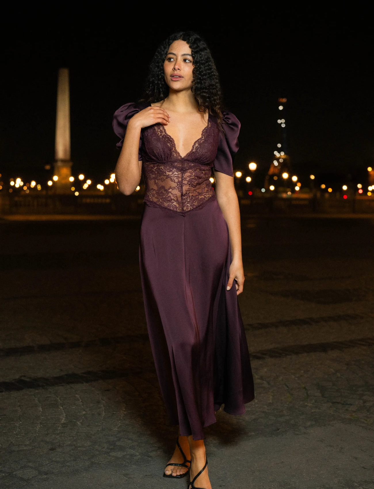 Love Lolina Francis Maxi Dress, L, Burgundy, Kjoler > Maxikjole, Dame