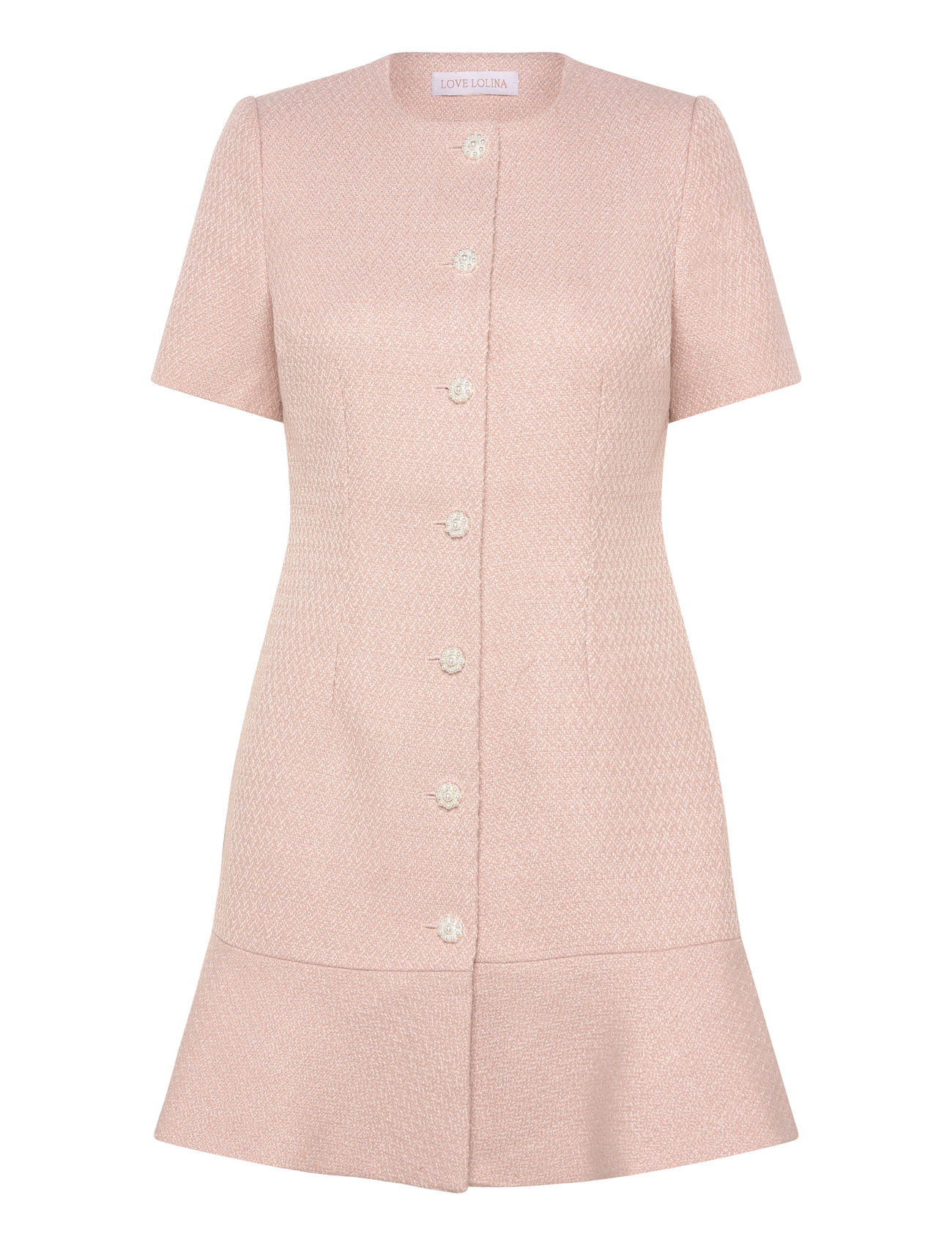 Love Lolina Tilly Mini Dress, L, Pink, Kjoler > Kort Kjole, Dame