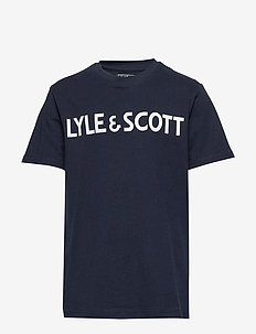 Lyle & Scott Text Tee - mönstrade kortärmade t-shirts - navy blazer