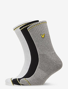 DUNCAN - regular socks - bright white/black/grey marl