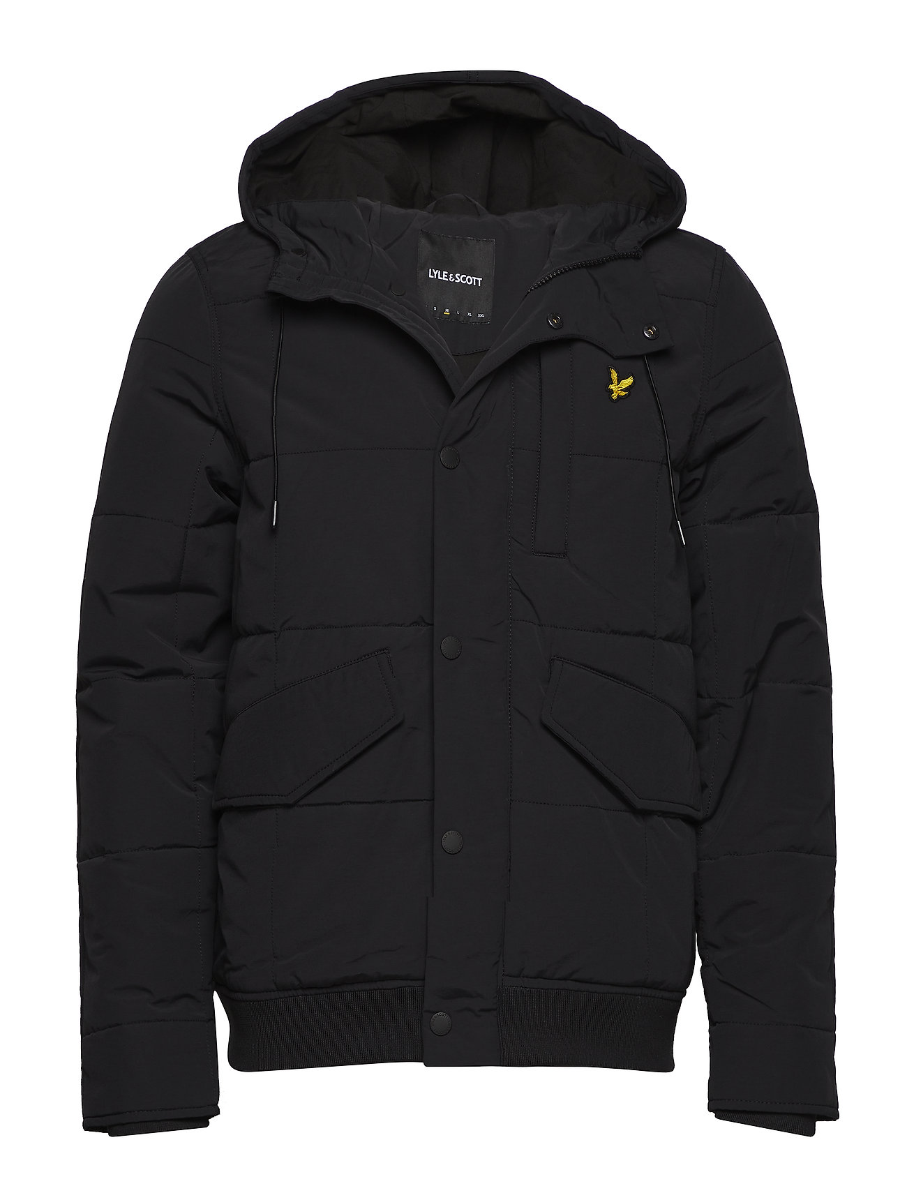 Wadded Hooded Bomber Gevoerd Jack Zwart Lyle Scott lyle scott kopen in de aanbieding