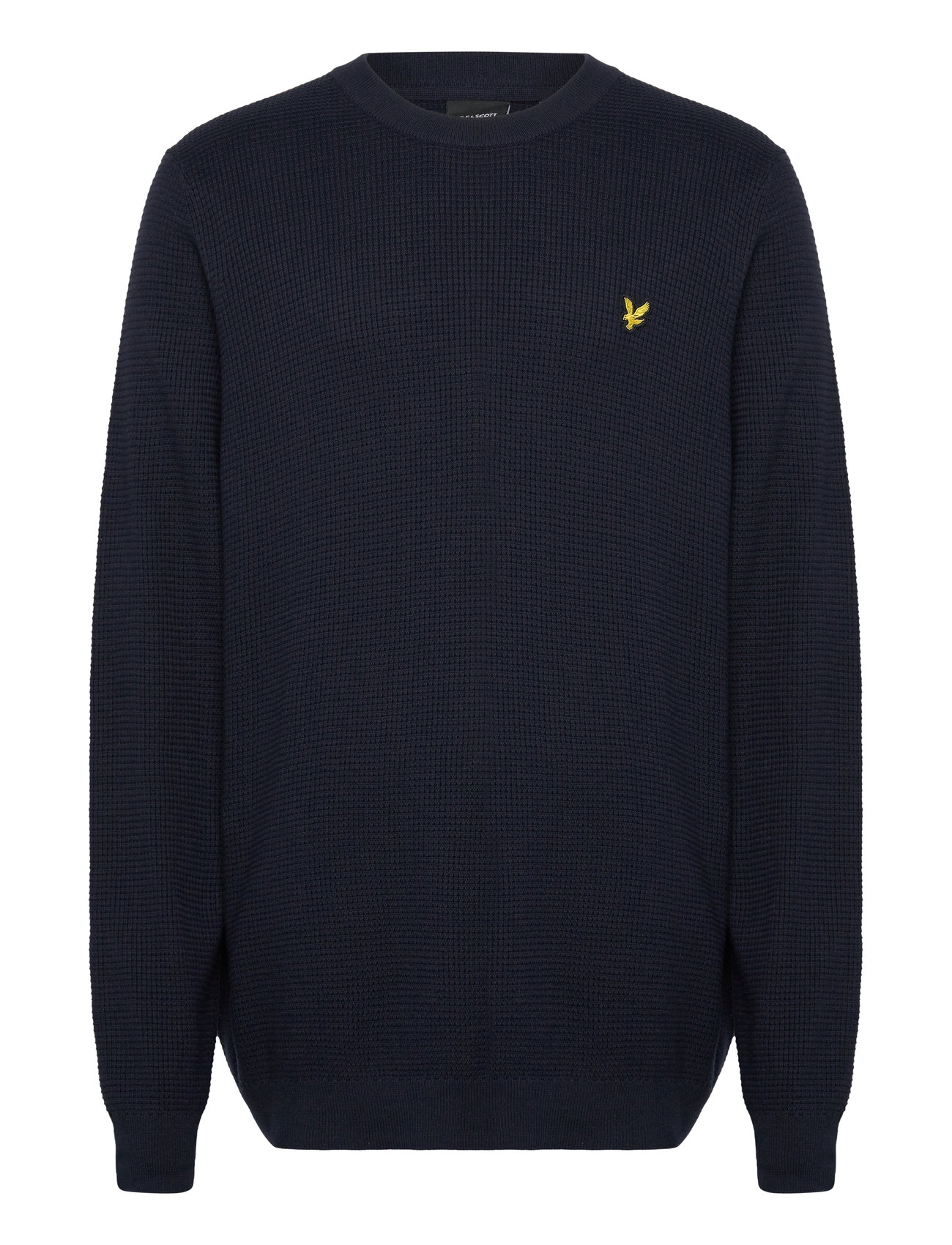 Lyle & Scott Grid Knit Crew Neck Jumper Marinblå