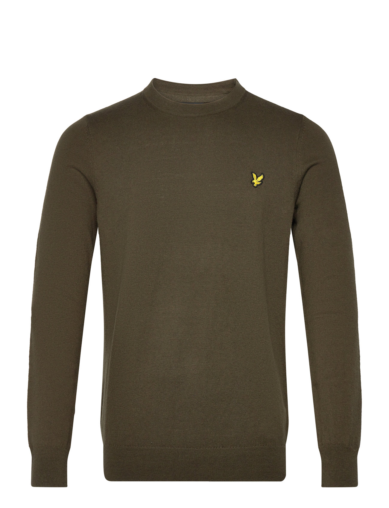 Lyle & Scott Cotton Merino Crew Neck Jumper Khaki Green