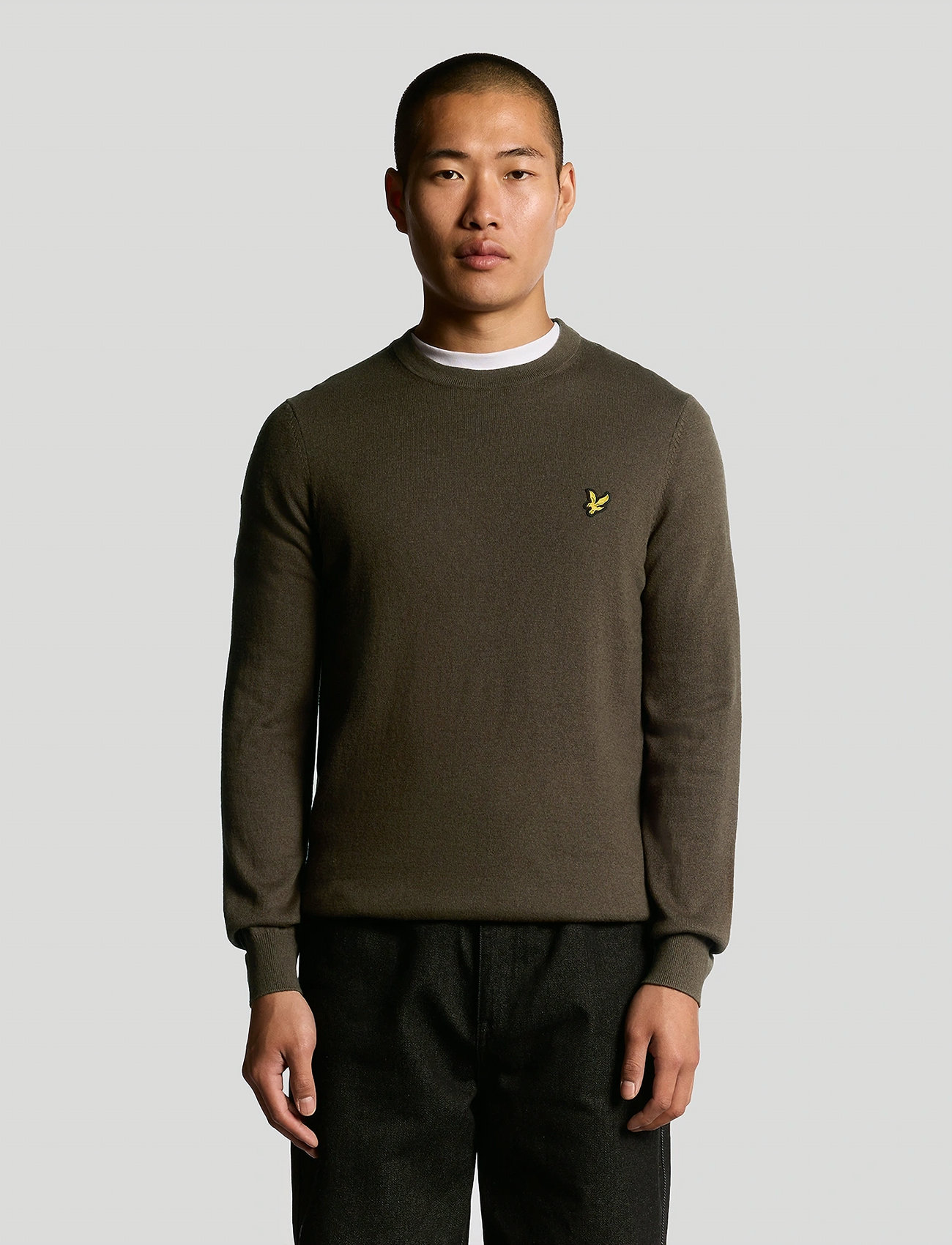 Lyle & Scott Cotton Merino Crew Neck Jumper, XS, Brown, Strik > Runde Halse, Herre