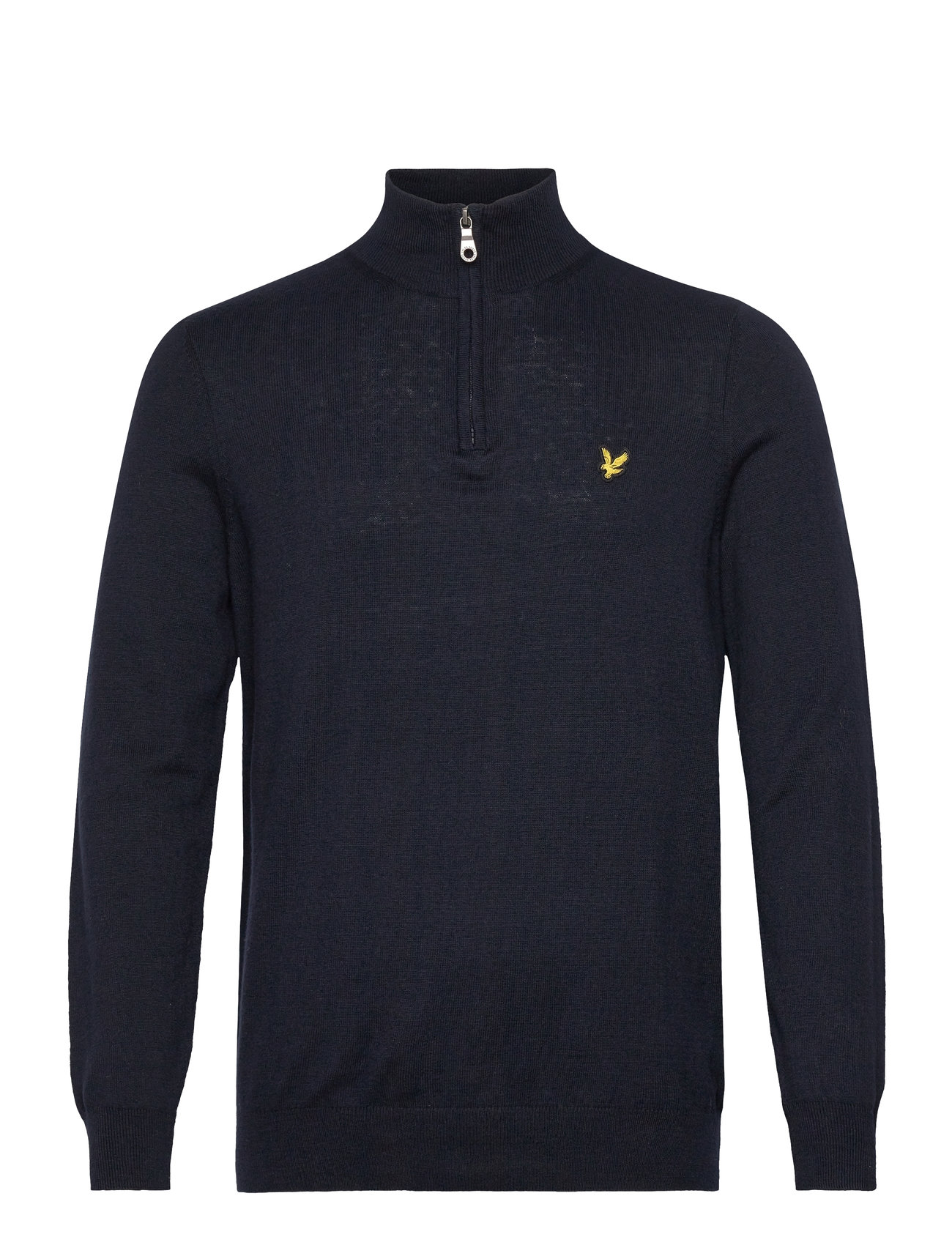 Lyle & Scott Cotton Merino Quarter Zip Jumper Marinblå