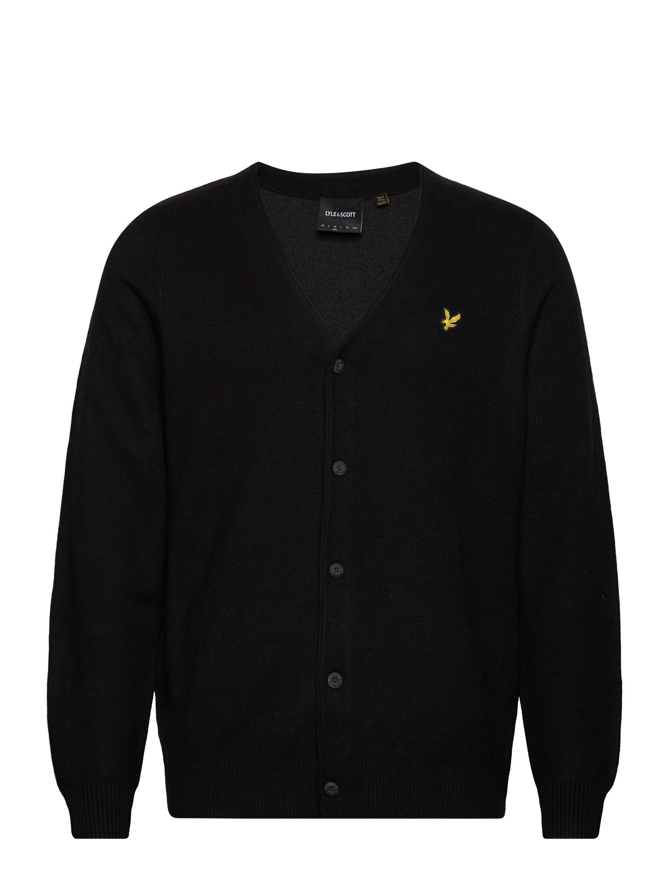 Lyle & Scott Double Knit V Neck Cardigan Svart