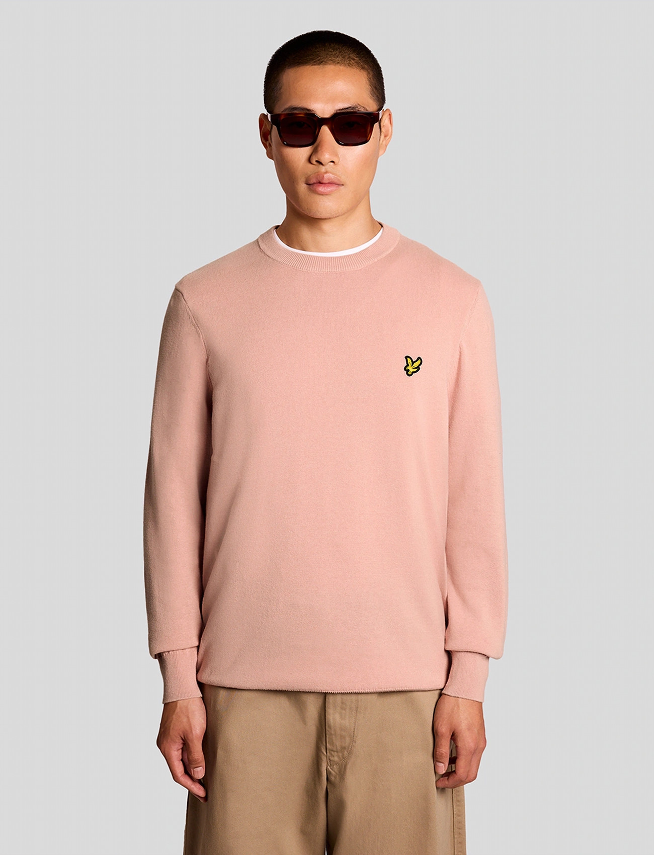 Lyle & Scott Cotton Crew Neck Jumper, S, Pink, Strik > Runde Halse, Herre