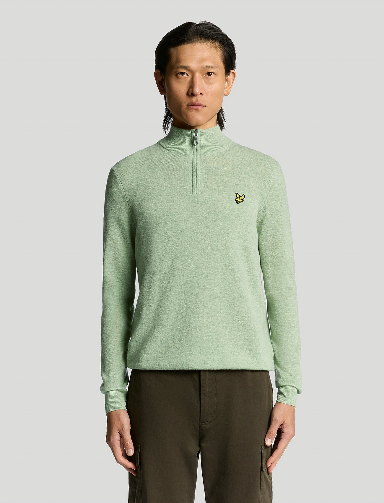 Lyle & Scott Lambswool Blend Quarter Zip Jumper, S, Green, Strik > Trøjer Med Halv Lynlås, Herre