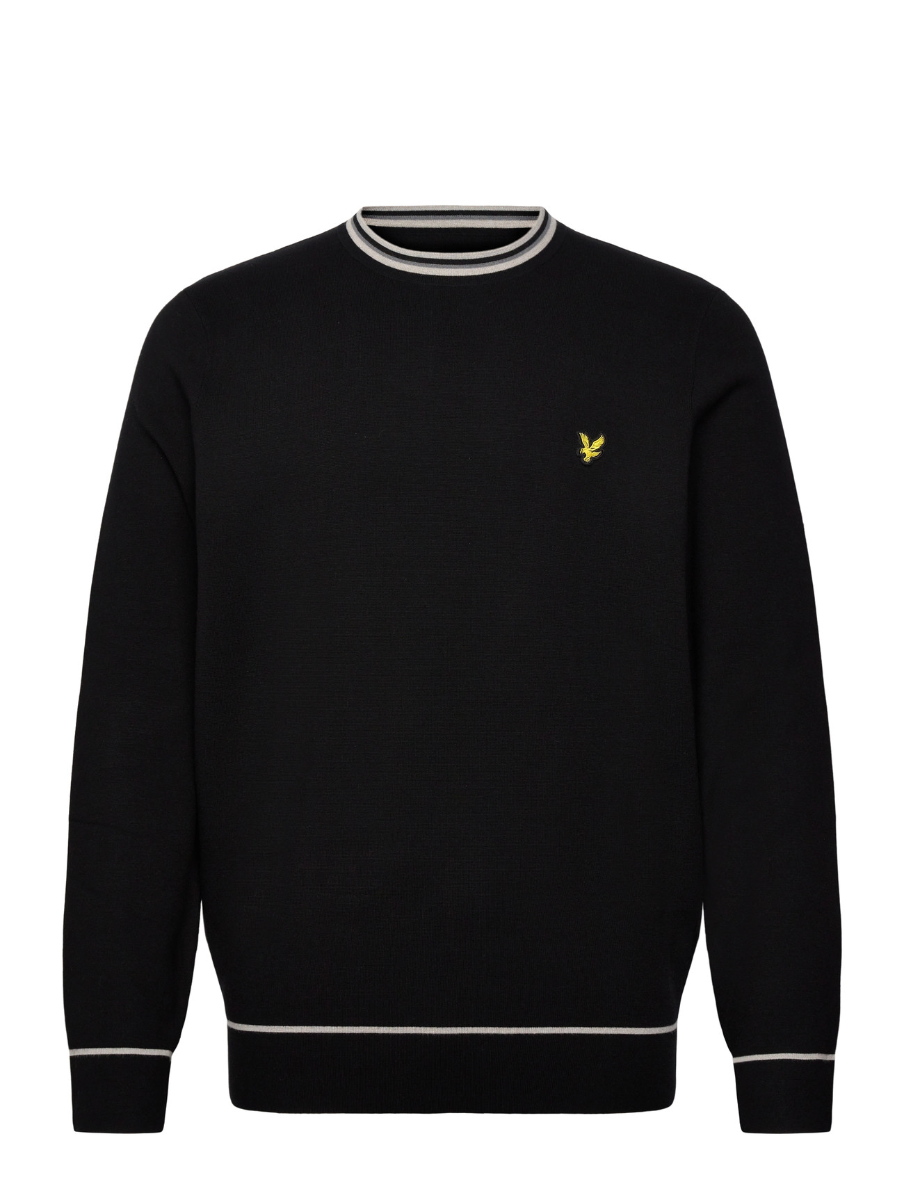Lyle & Scott Tipped Knitted Crew Neck Jumper, XS, Black, Strik > Runde Halse, Herre