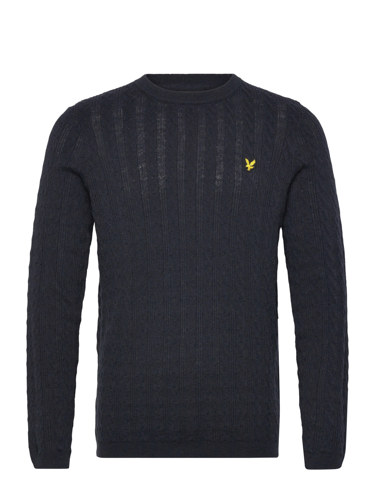 Lyle & Scott Linen Blend Long Sleeve Jumper, M, Navy, Strik > Runde Halse, Herre