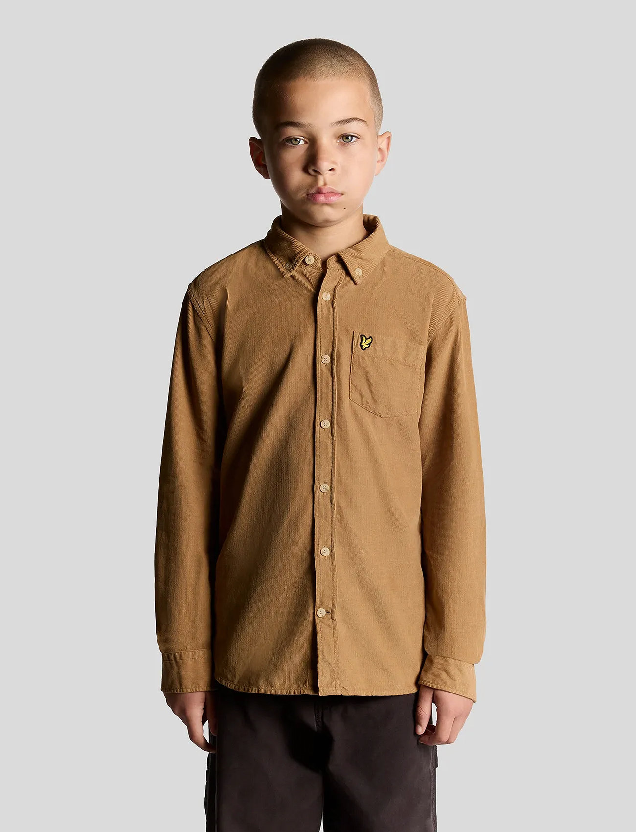 Lyle & Scott Needle Cord Shirt, 128-134, Beige, Shirts - Long-sleeved Shirts, Børn