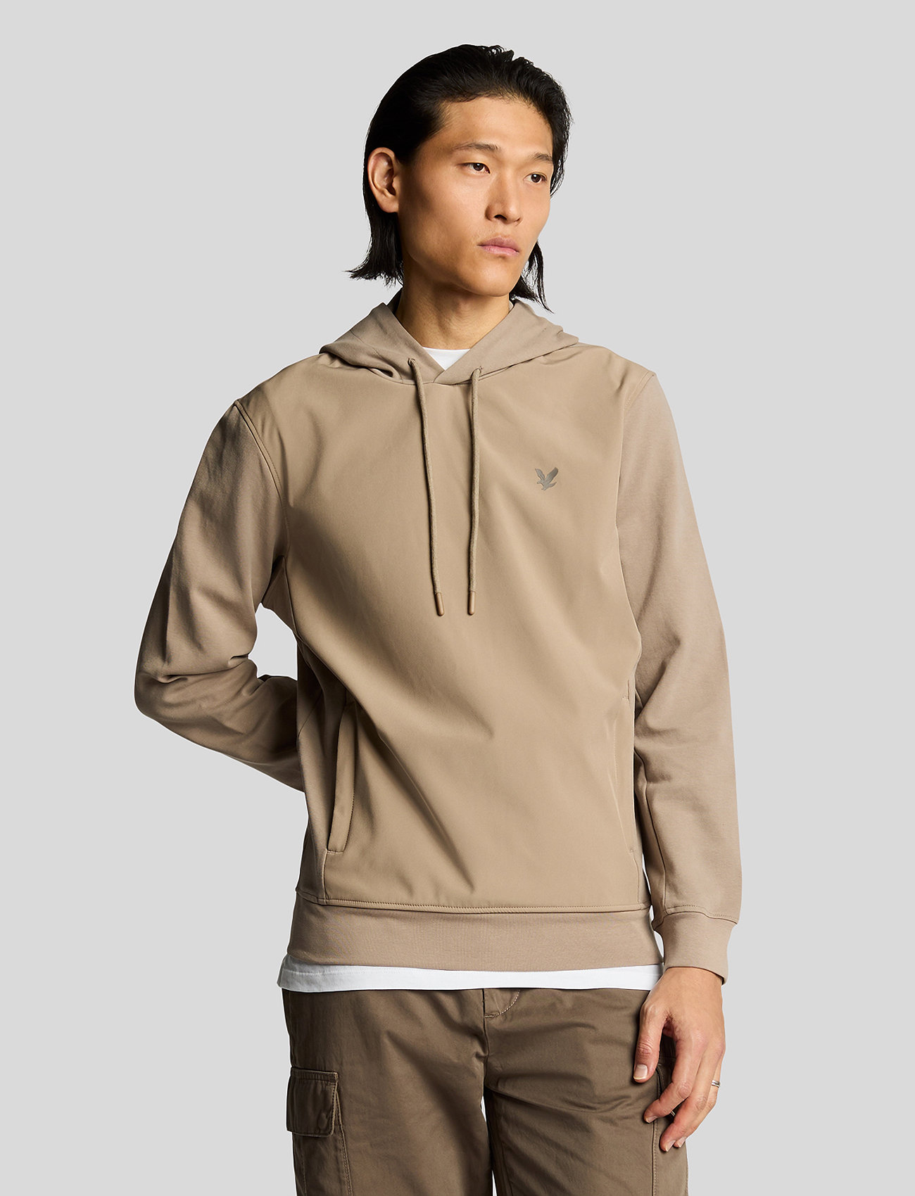 Lyle & Scott Softshell Hybrid Pullover Hoodie, S, Brown, Sweatshirts & Hættetrøjer > Hættetrøjer, Herre