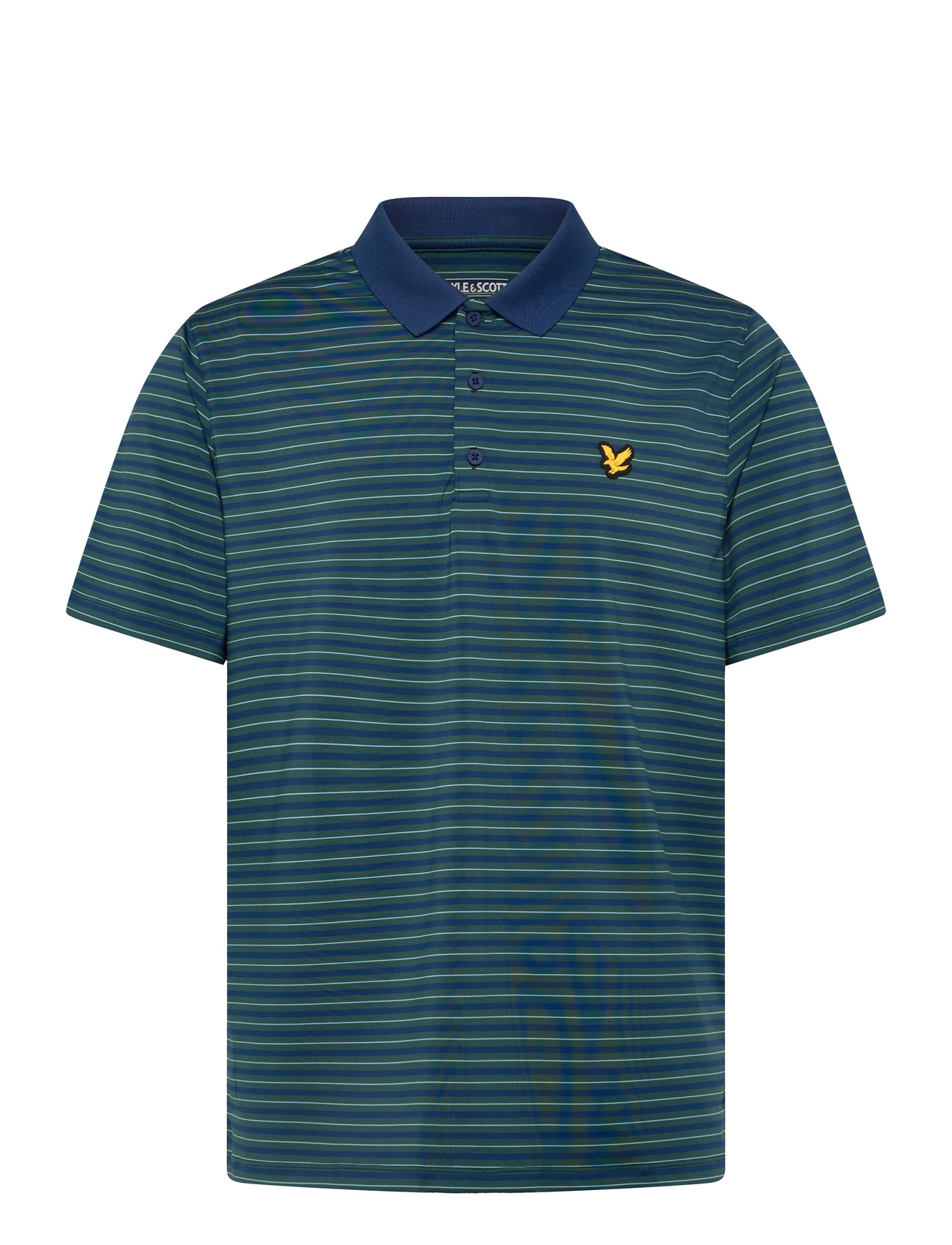 Lyle & Scott Golf Striped Polo, M, Navy, Sport Polos > Sport Short-sleeved Polos, Herre