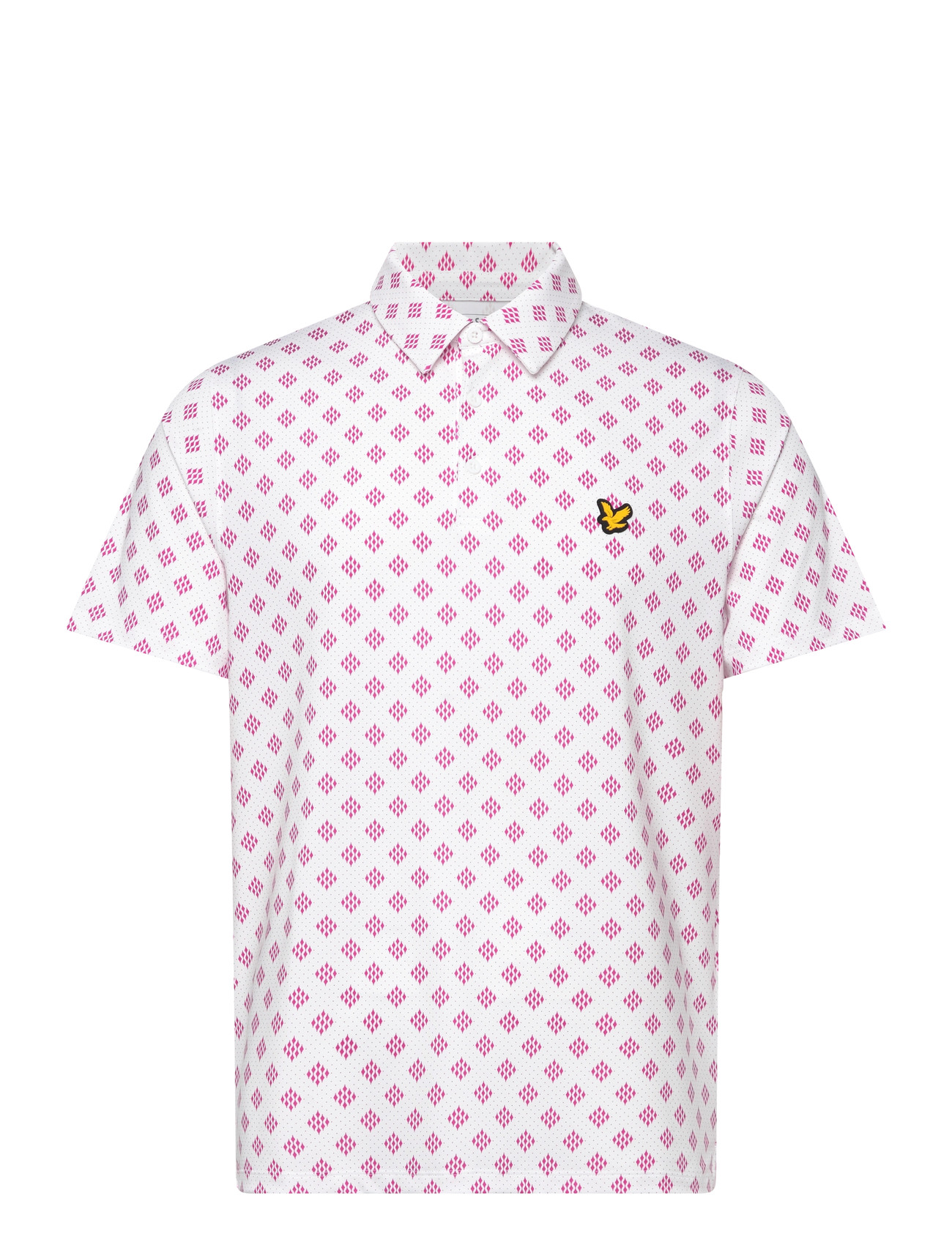 Lyle & Scott Golf Argyle Print Polo, S, White, Sport Polos > Sport Short-sleeved Polos, Herre