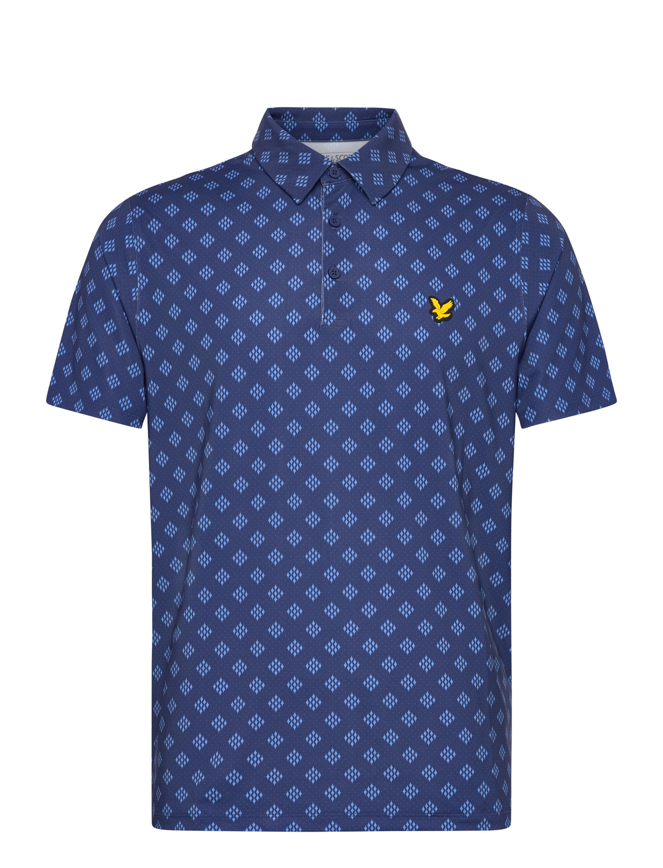 Lyle & Scott Golf Argyle Print Polo, S, Navy, Sport Polos > Sport Short-sleeved Polos, Herre