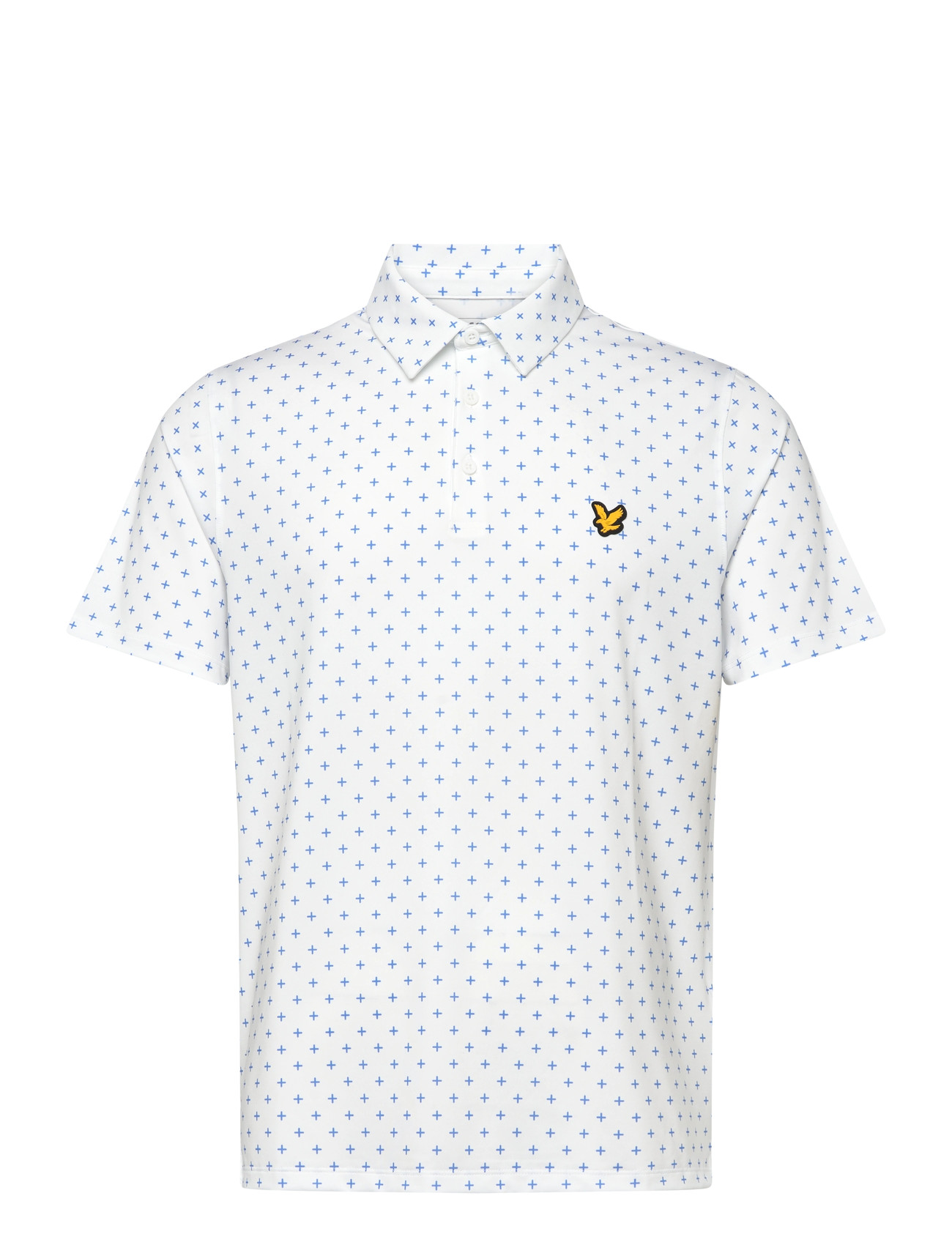 Lyle & Scott Golf Cross Print Polo, S, White, Sport Polos > Sport Short-sleeved Polos, Herre