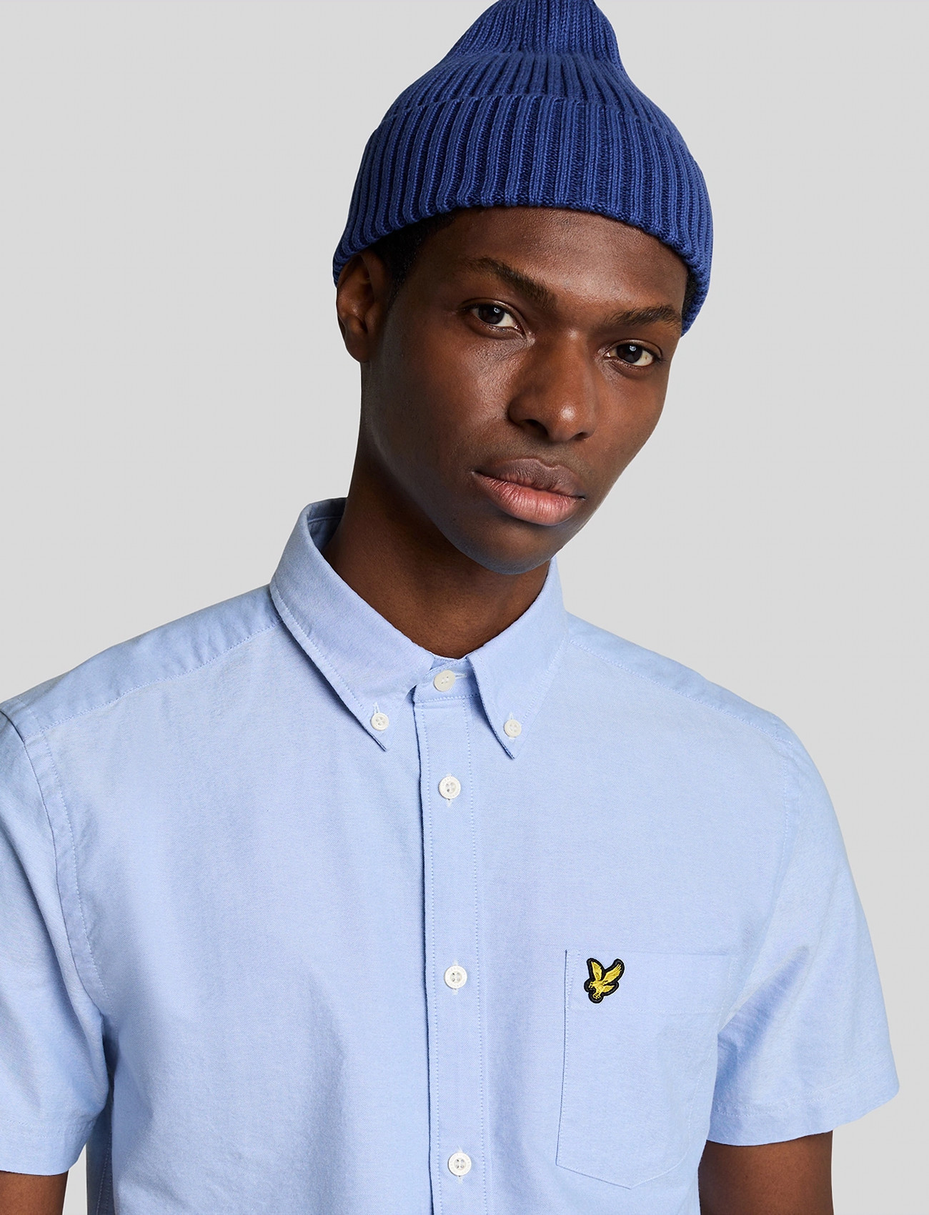 Lyle & Scott Short Sleeve Oxford Shirt, XS, Blue, Skjorter > Kortærmede Shirts, Herre