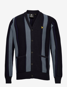 Vertical Stripe Cardigan - cardigans - slate blue/ navy