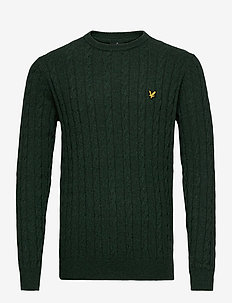 Cable Jumper - knitted round necks - jade green marl