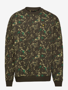 Splatter Print Sweatshirt - swetry - olive