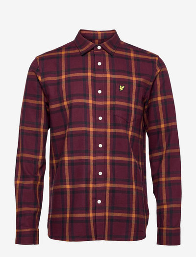 Check Flannel Shirt - checkered shirts - burgundy
