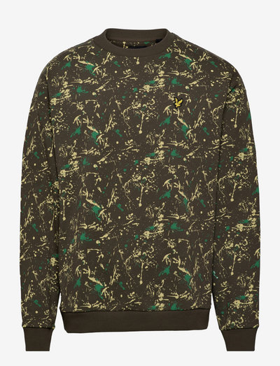 Splatter Print Sweatshirt - sweatshirts - olive