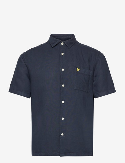 SS Washed Oxford Linen Shirt - basic shirts - dark navy