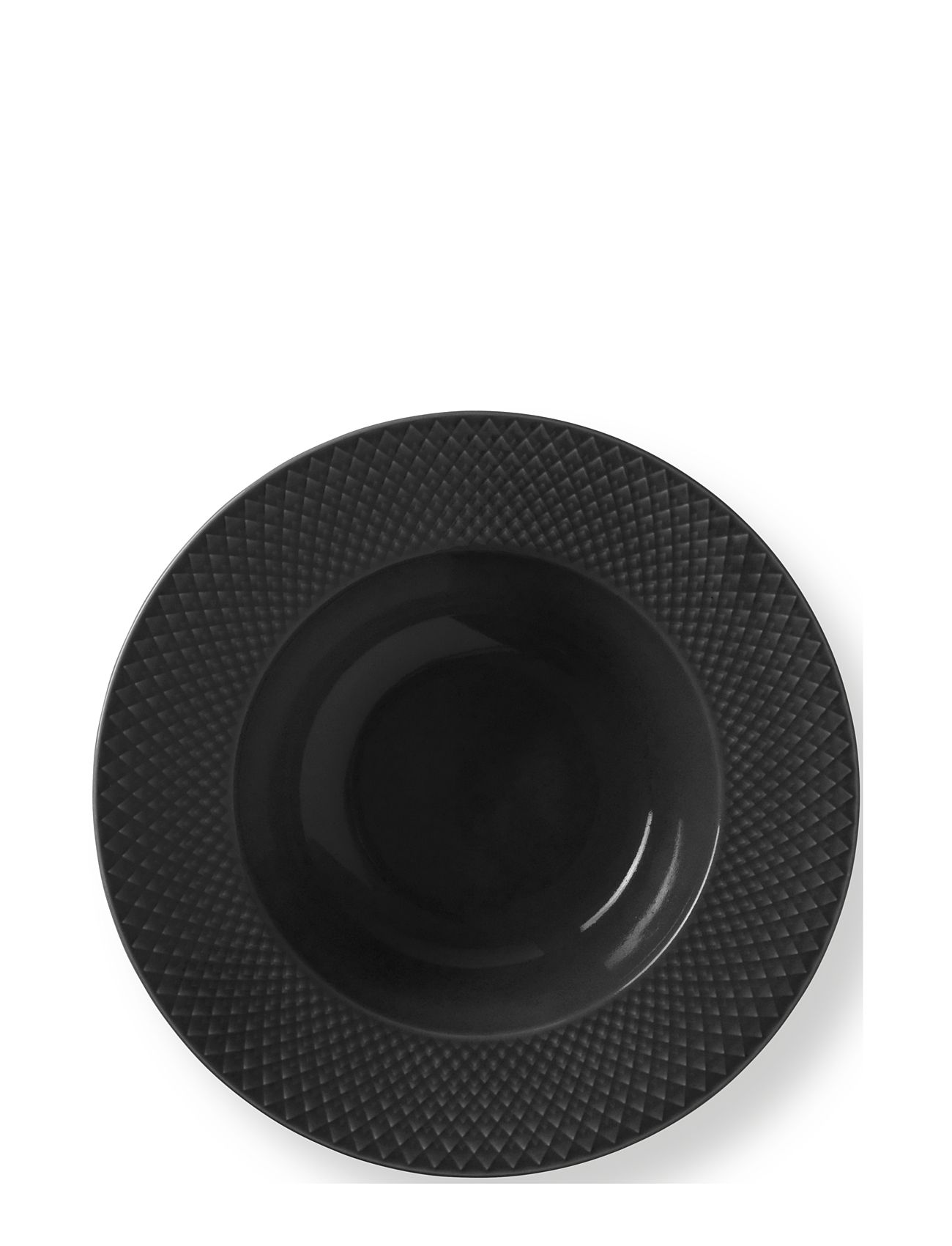Lyngby Porcelæn Rhombe Earth Dyb Tallerken Ø24.5 cm Slate, Ø 24.5 cm, Black, Tallerkener > Dybe Tallerkener, Unisex
