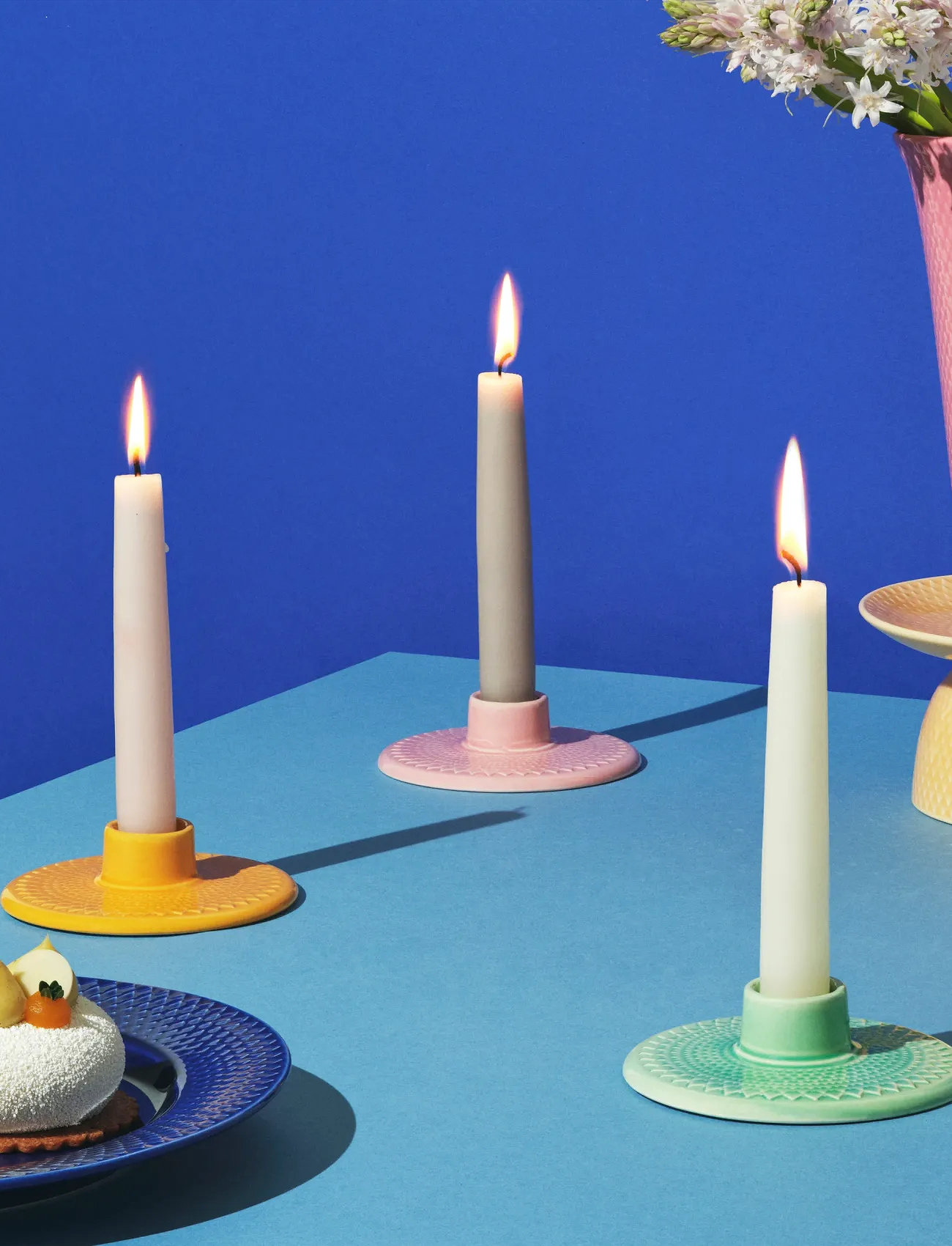 Lyngby Porcelæn Rhombe Color Kronelysestage H3 Grøn, H:3 cm, Green, Lysestager & Lanterner > Lysestager, Unisex