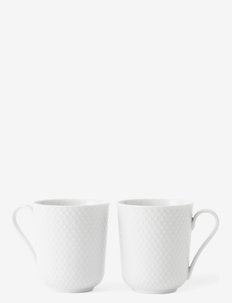Rhombe Mug with handle 33 cl 2 pcs. - kafijas krūzes - white