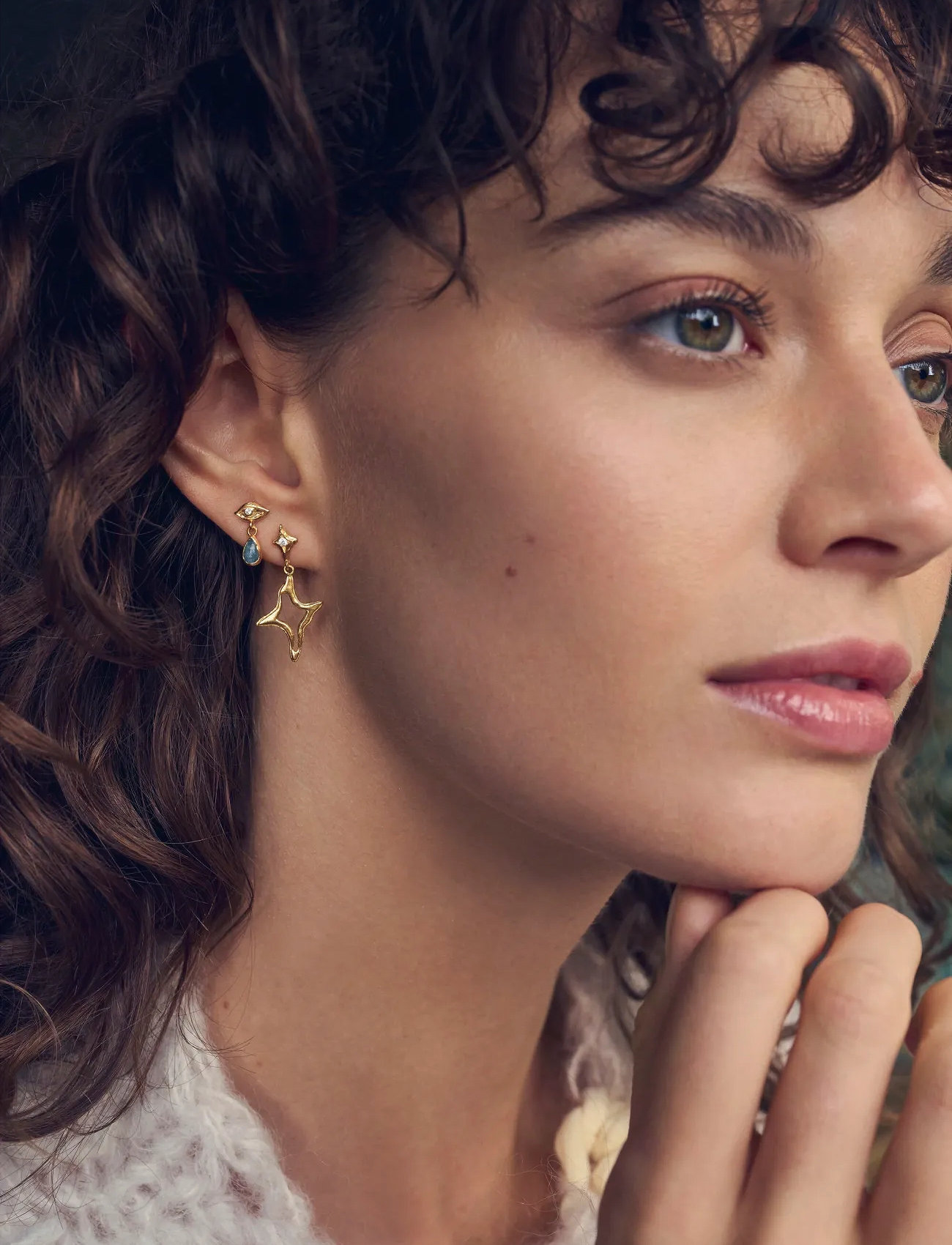 Maanesten Roxy Earrings, One Size, Gold, Øreringe > Øreringe Med Vedhæng, Dame