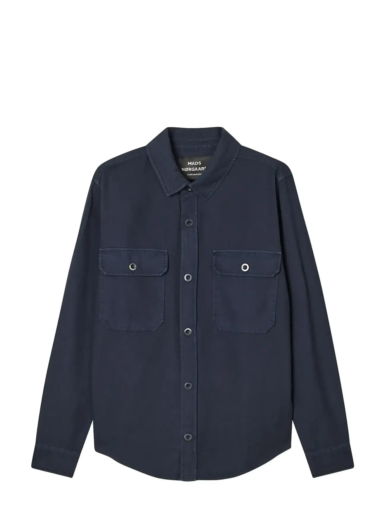 MADS NØRGAARD Dyed Canvas Skyler Shirt Fav Navy - S - Herren