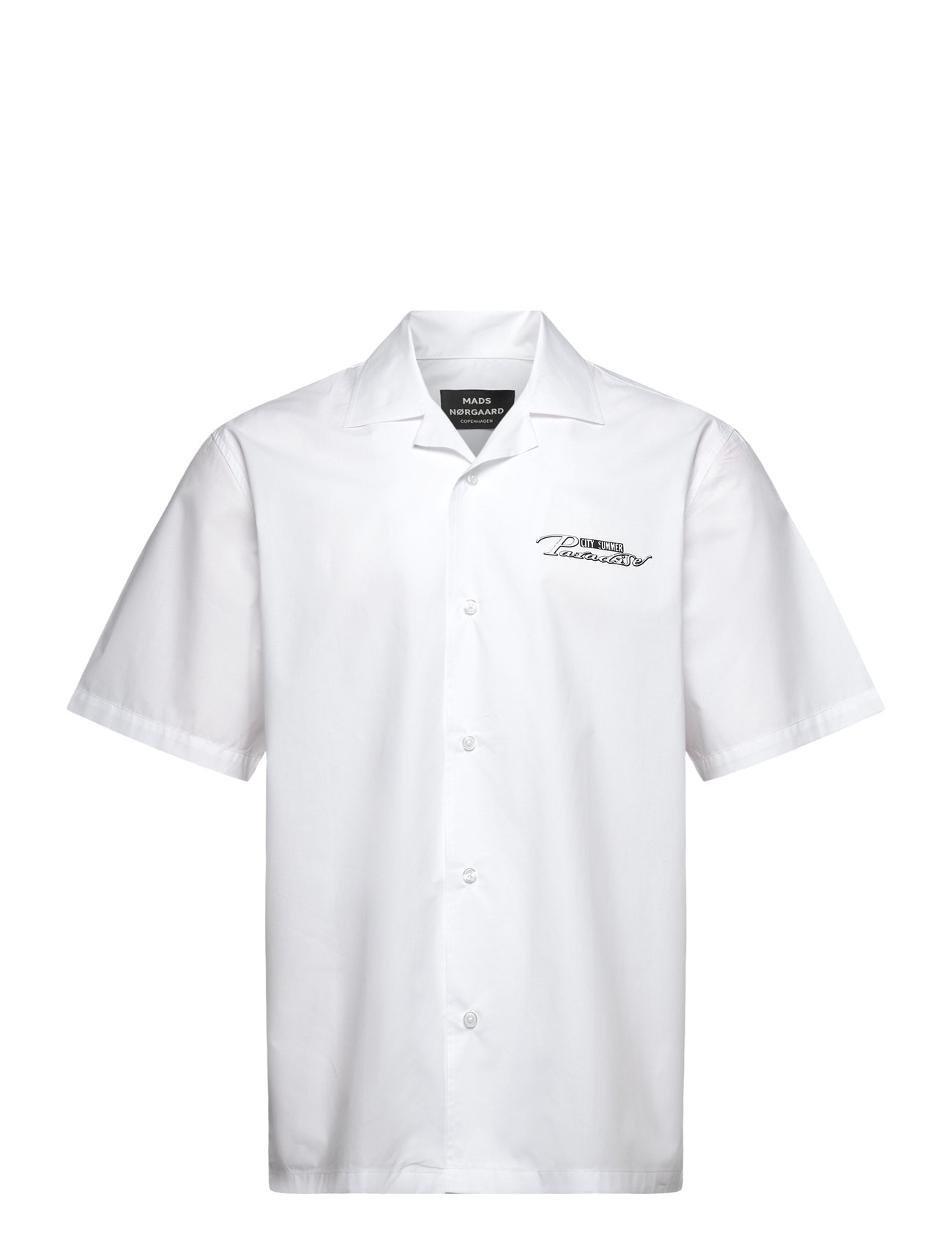MADS NØRGAARD Organic Baumwolle Poplin Kenji Paradise Shirt Ss Weiß - XL - Herren