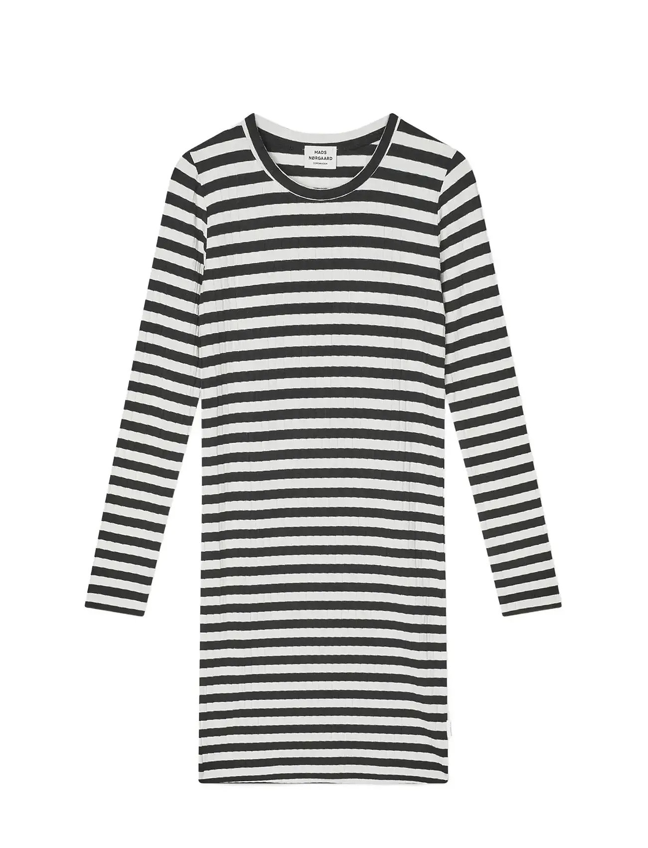 Mads Nørgaard 5X5 Classic Stripe Dubina Short Dress, 164, Black, Fritidskjoler > Fritidskjoler Med Lange Ærmer, Børn