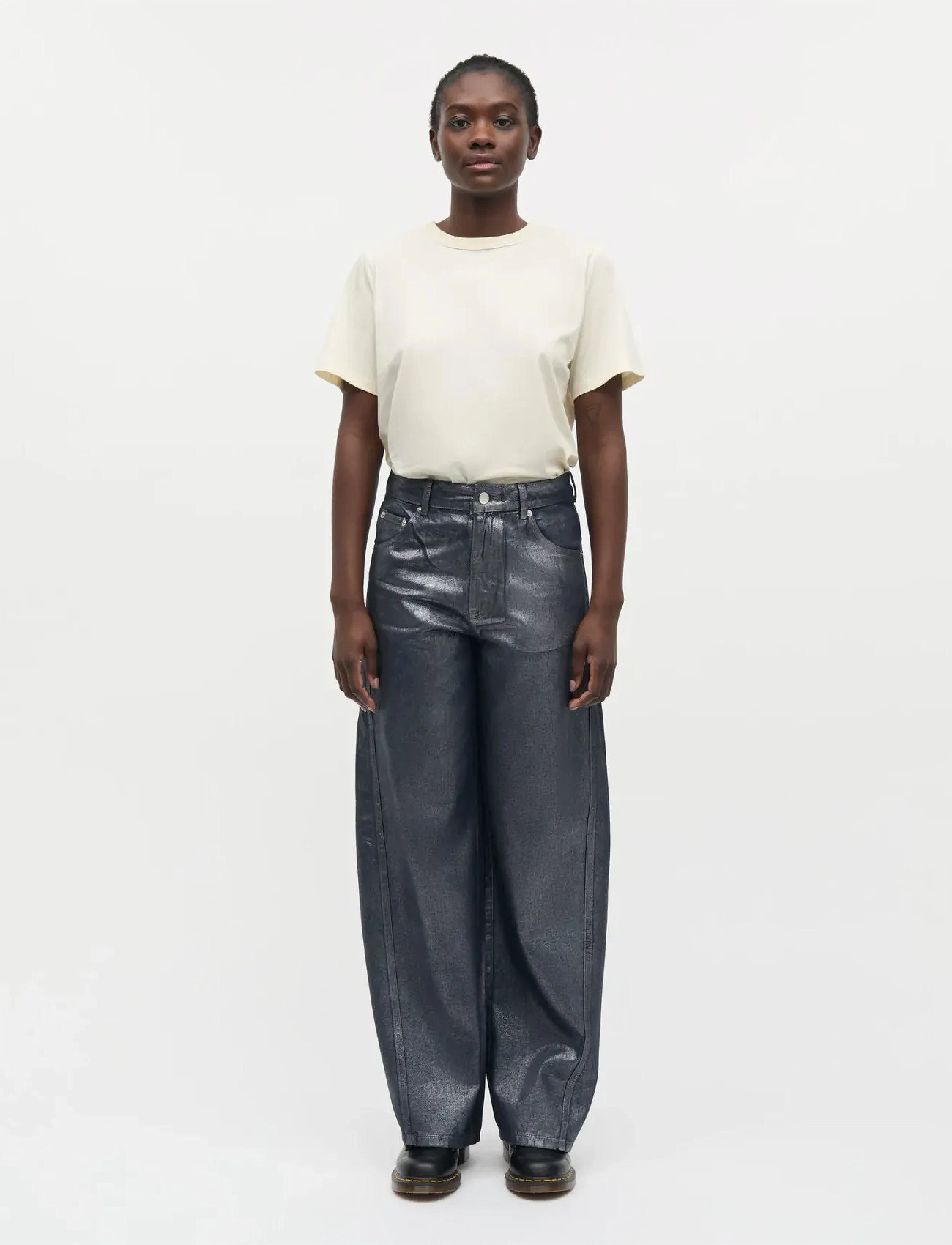 Mads Nørgaard Metallic Denim Christel Jeans, 40, Silver, Jeans > Vidde, Dame